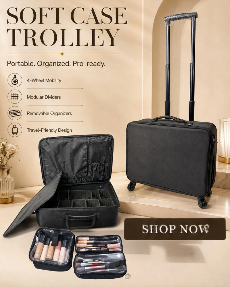 Ace Vanity Original XXXL Makeup Trolley Bag – Professional Soft Case Artist Trolley