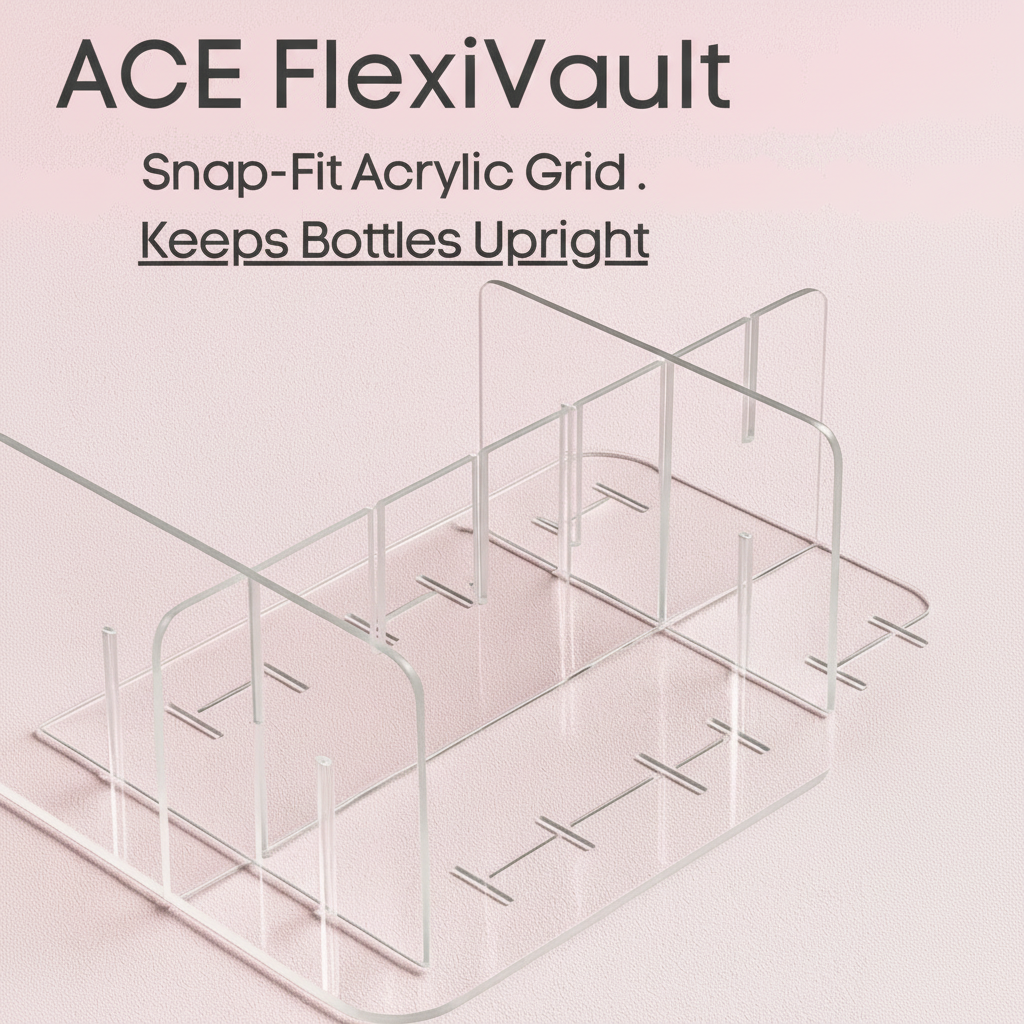 ACE "FlexiVault" - Adjustable Acrylic Organizer for Makeup & Skincare
