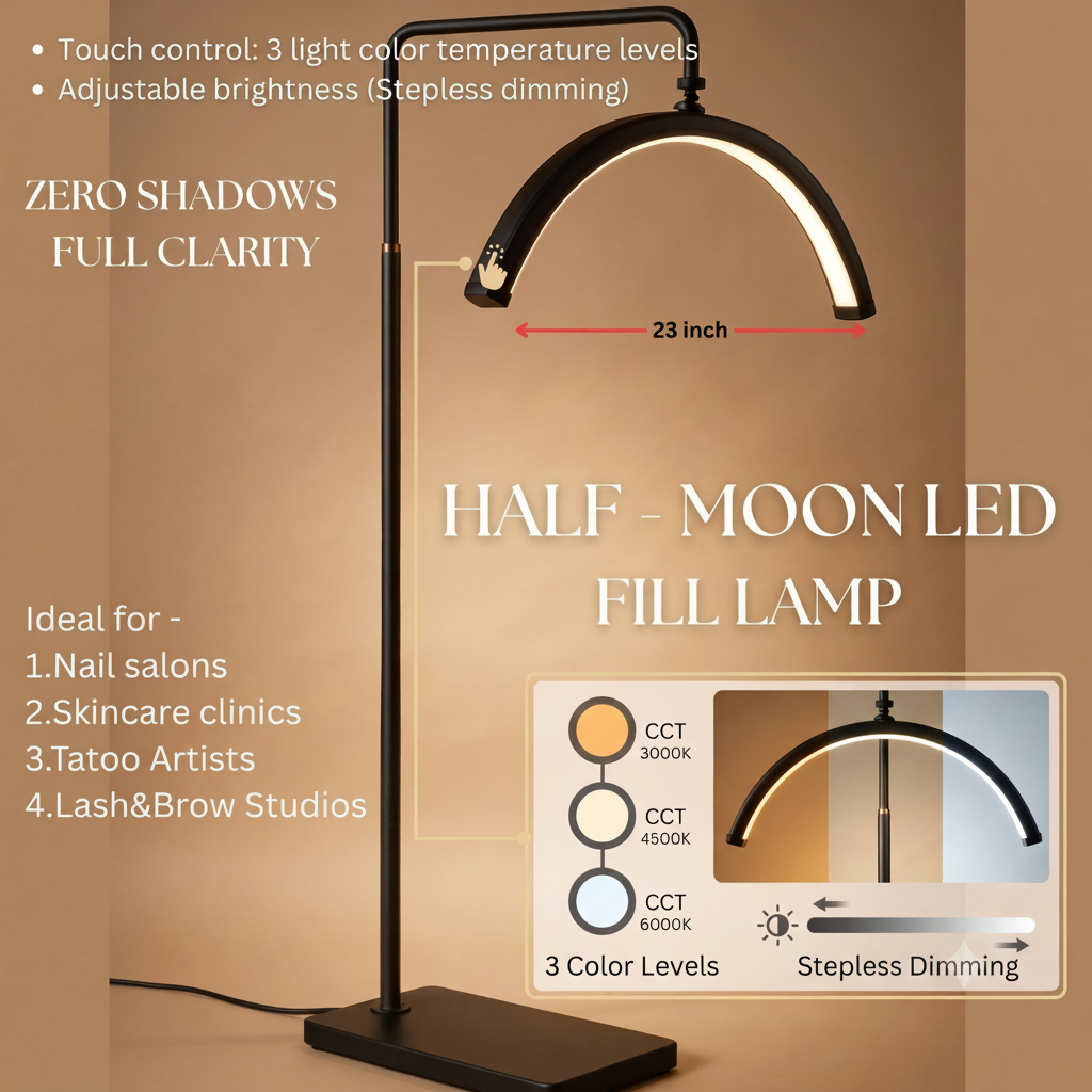 Half Moon LED Lamp – Professional Salon & Clinic Lighting