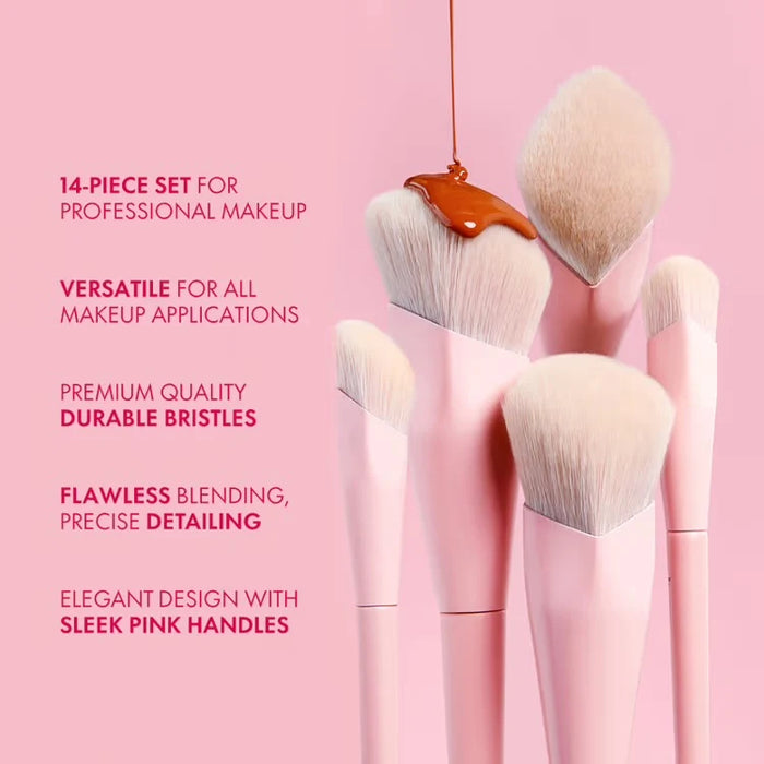 JESSUP Beauty Crystal Pink Comprehensive Brush Set (14 pcs)