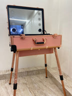 Studio Vanity with Mirror, LED Lights & Bluetooth (Rose Gold)