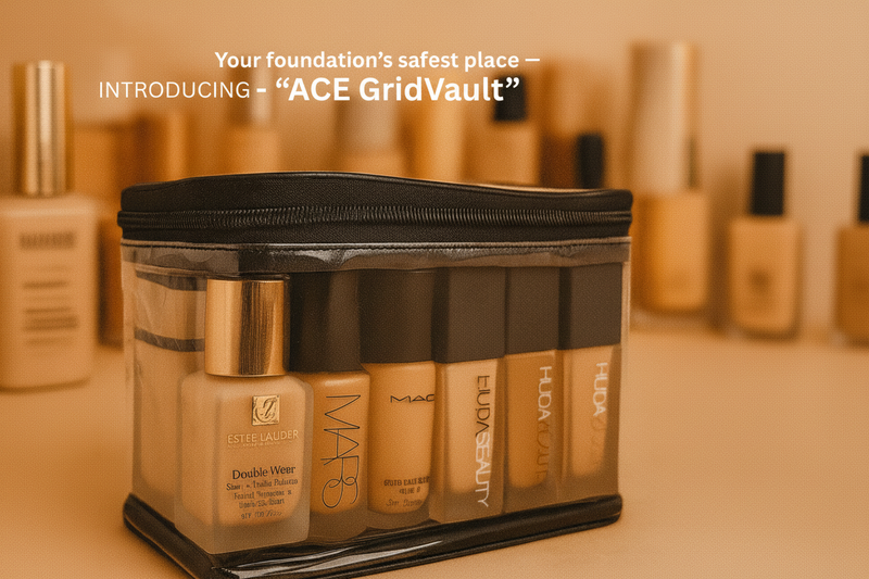 ACE GridVault™ – Premium Foundation Bottle Organizer Pouch