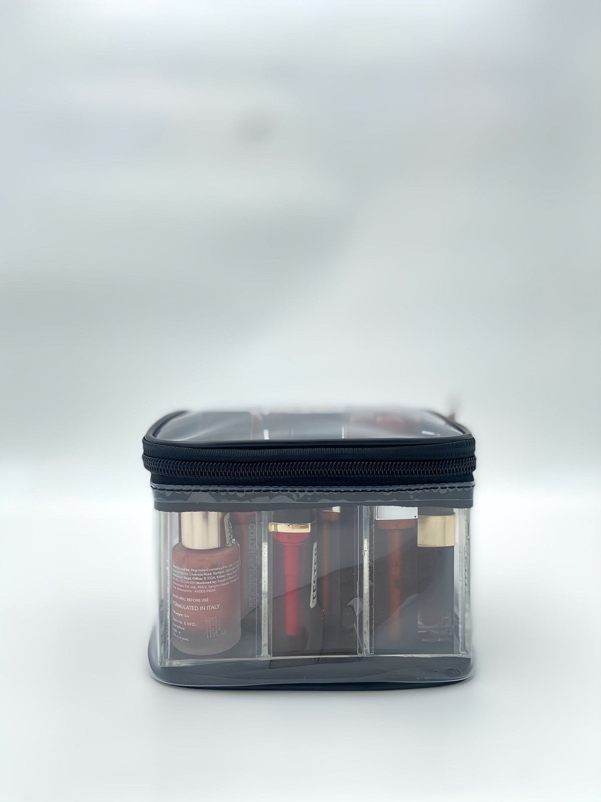 Ace Vanity PVC Short Bag with Divider | Clear Organizer
