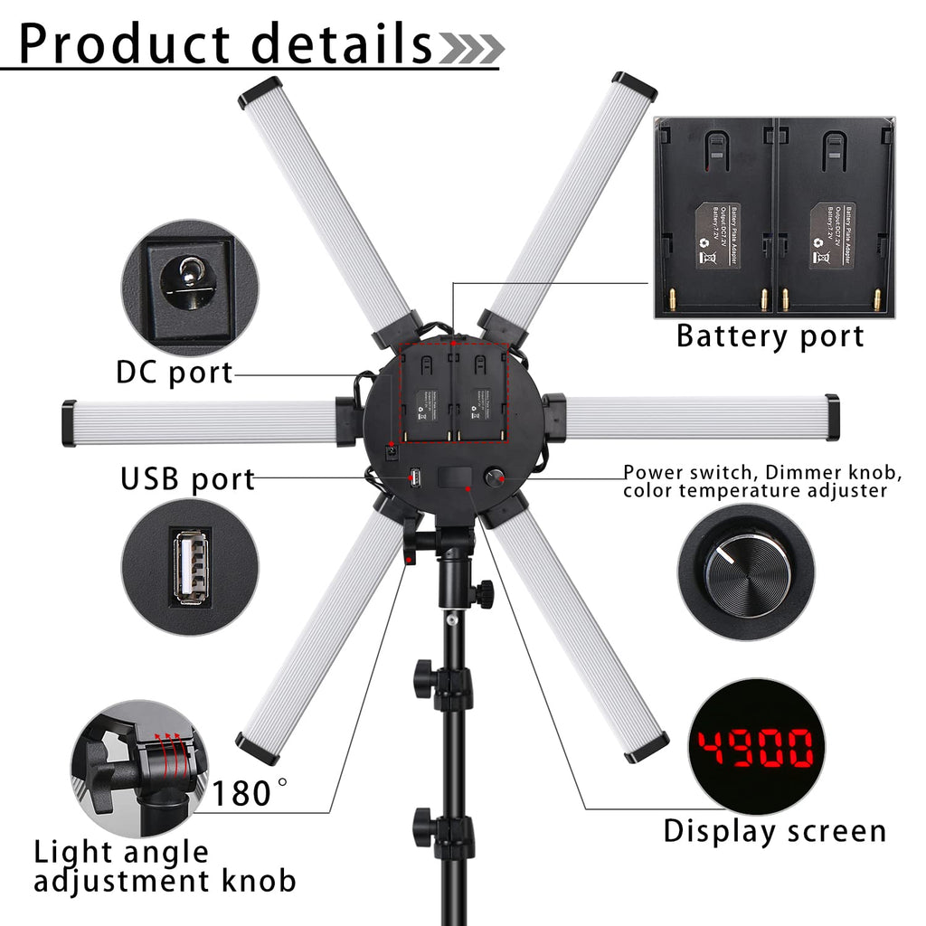 Ace Vanity 6(Six) Arm Ring Light with Tripod Stand 26 Inch
