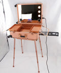 Studio Vanity with Mirror, LED Lights & Bluetooth (Rose Gold)