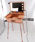 Studio Vanity with Mirror, LED Lights & Bluetooth (Rose Gold)